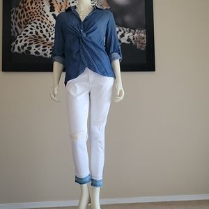 Demin Shirt and White Demin Pants